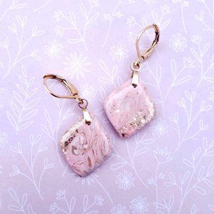 Pink & Gold Drops | Polymer Clay Earrings